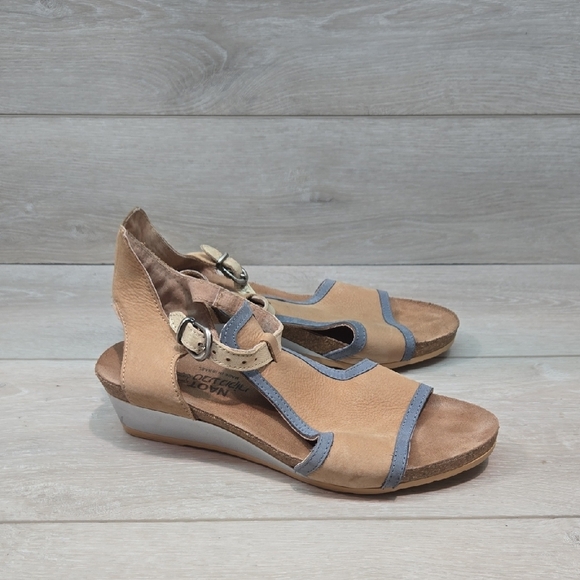 Naot Women Fiona Leather Wedge Sandals Open Toe Shoes Sz 38/7 - Picture 2 of 11
